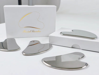 Stainless Steel Face Roller & Gua Sha Set
