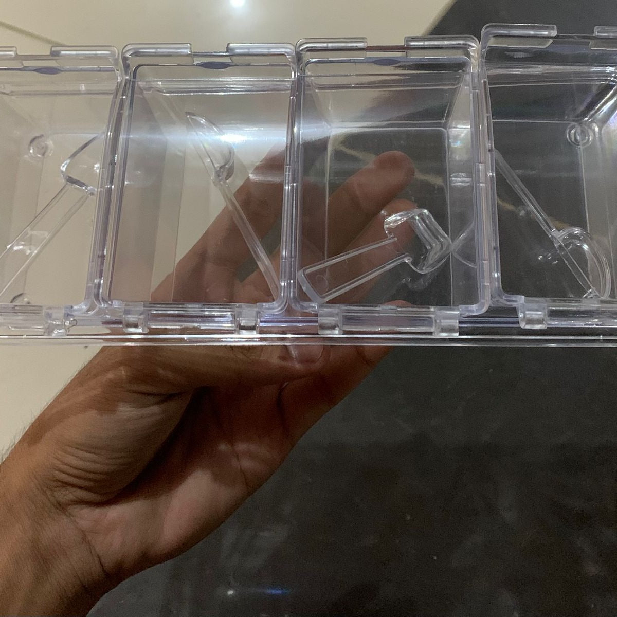 Crystal 4-Compartment Spice Storage Box with Spoons
