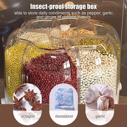 Food Storage Container Rotatable Rice Barrels Sealed Cereal Dispenser Rice Tank Grain Box