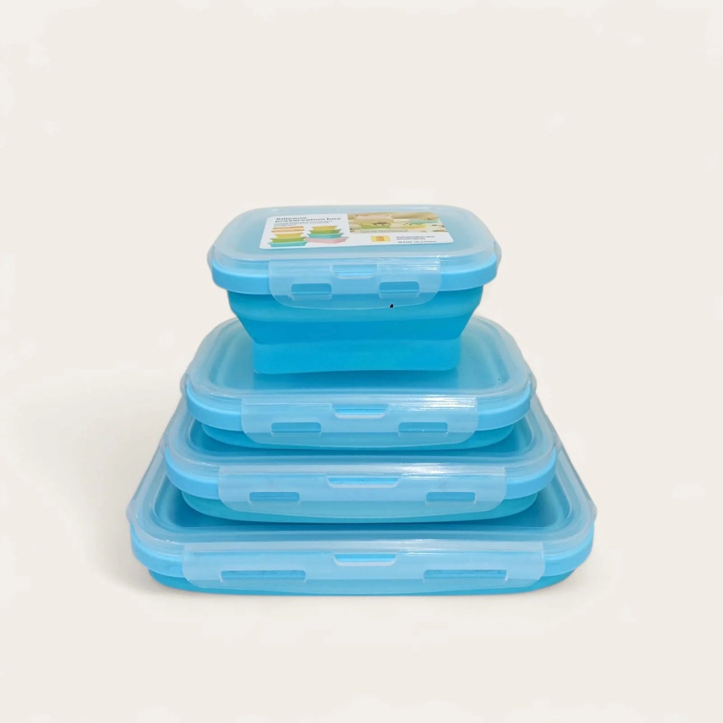 4 Pcs Silicone Foldable Food Container Square (random color)