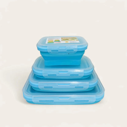 4 Pcs Silicone Foldable Food Container Square (random color)