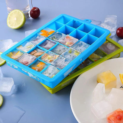 24 Holes Silicone Ice Cube Tray With Cover(random color)