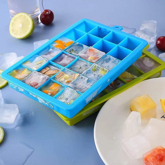24 Holes Silicone Ice Cube Tray With Cover(random color)
