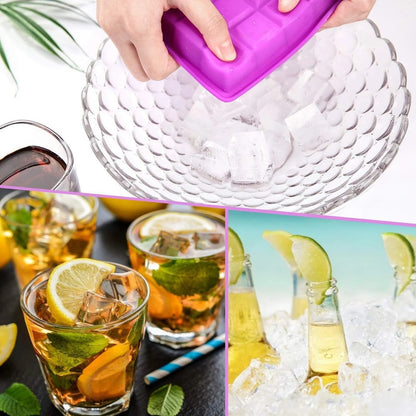 24 Holes Silicone Ice Cube Tray With Cover(random color)