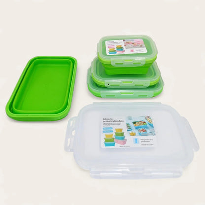 4 Pcs Silicone Foldable Food Container Square (random color)